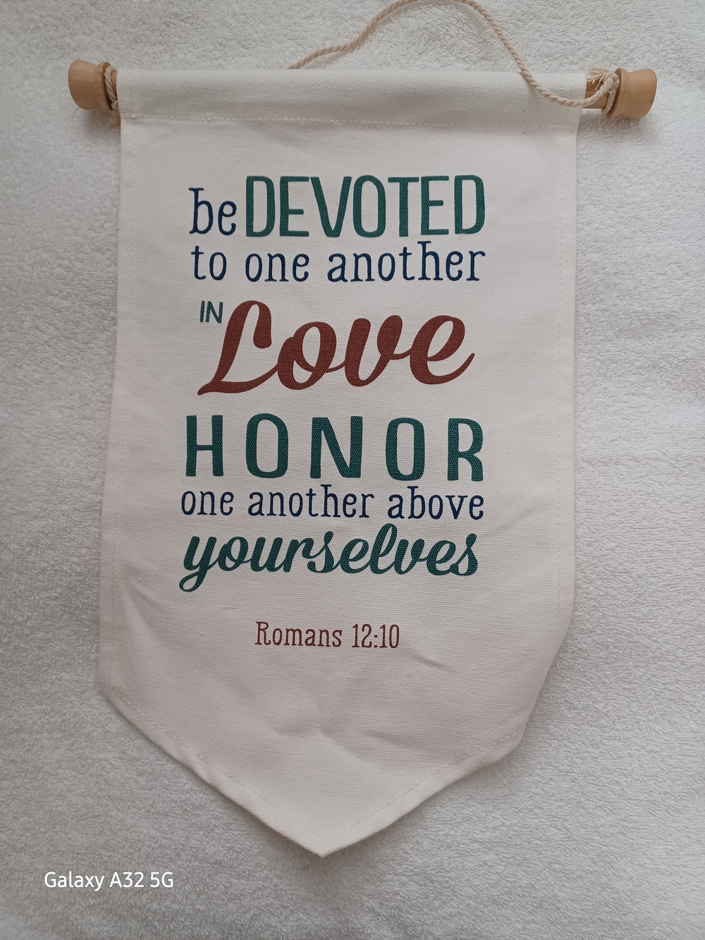 Devoted Love Honor Wall Hanging - Inspirational Canvas Banner in Green & Brown